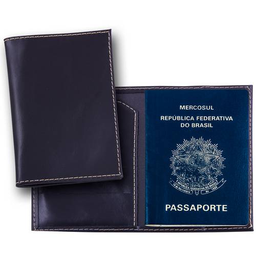 Porta Passaporte Especial em Couro Legítimo Preto