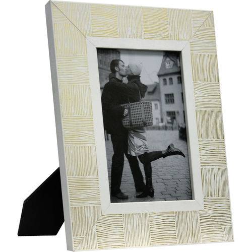 Porta-retrato 10x15 Cm Branco com Dourado