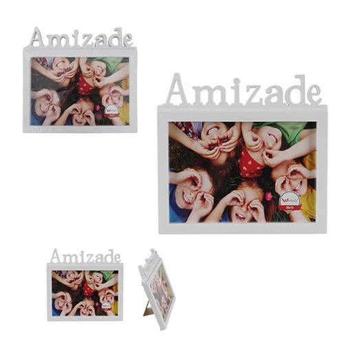 Porta Retrato 10x15 com Moldura de Plastico Amizade Branco Horizontal