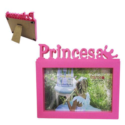 Porta Retrato 10x15 com Moldura de Plastico Princesa Rosa Horizontal