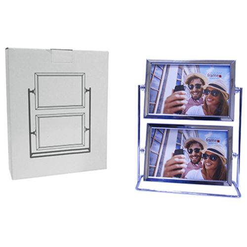 Porta Retrato 10x15 de Metal Giratorio Duplo para 4 Fotos