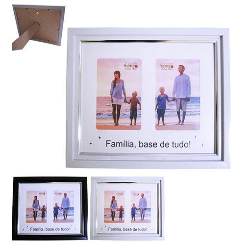 Porta Retrato 10x15 Duplo Familia Base de Tudo com Moldura de Plastico Colors