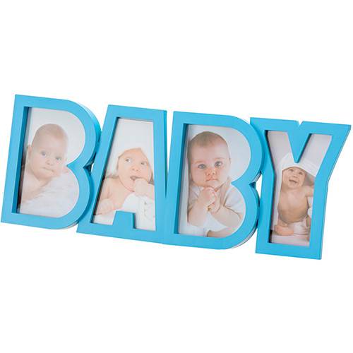 Porta-Retrato Baby Azul (10x15cm) para 4 Fotos - Rojemac