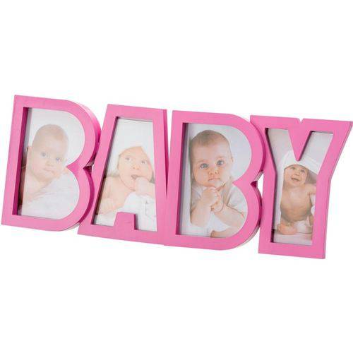Porta Retrato Baby Rosa para 4 Fotos 10cm X 15cm