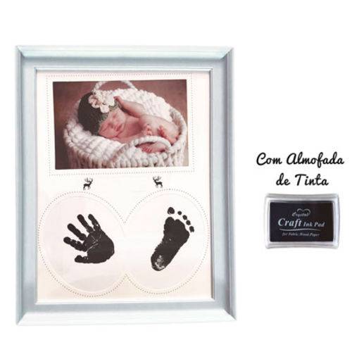 Porta Retrato Bebê Baby Inkpad Almofada Carimbo Pé 15x10 Cm