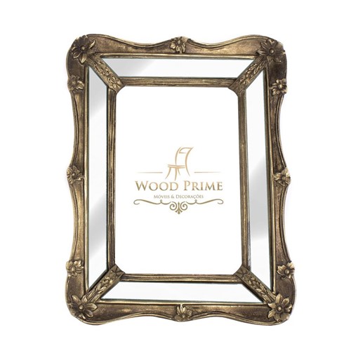 Porta-Retrato Clássico Diane Espelhado 15x20 Dourado Envelhecido - Wood Prime 26260