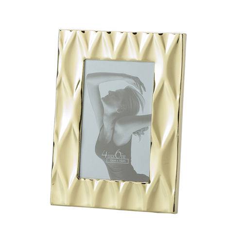 Porta Retrato de Aço Diamond Dourado 15x20cm