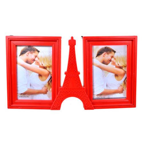 Porta Retrato Duplo Vertical Paris Vermelho 10x15cm