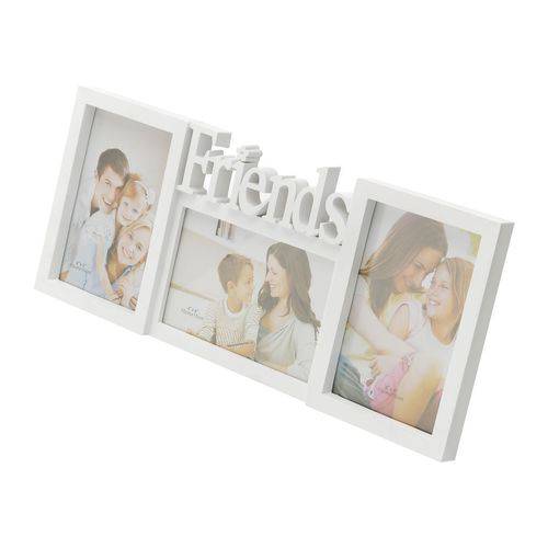 Porta Retrato em Plástico para 3 Fotos Branco Friends