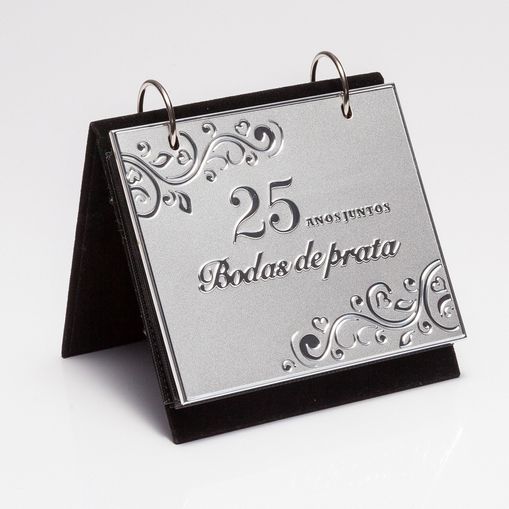 Porta Retrato Prata para 1 Foto 10x15cm com Album Bodas de Prata Prestige