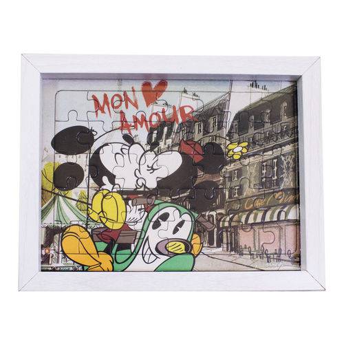 Porta Retrato Quebra Mickey & Minnie Paris "Mon Amour" 15x19cm - Disney