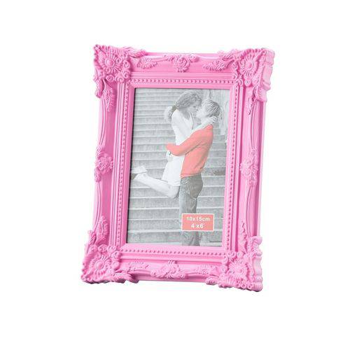 Porta Retrato Retro de Plastico Rosa 20x25cm