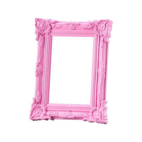 Porta Retrato Retro de Plástico Rosa 13x18cm