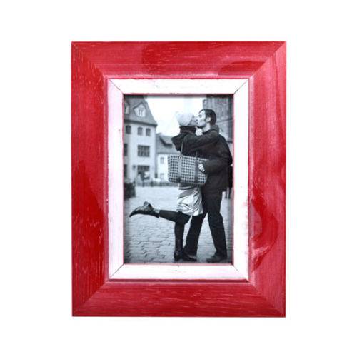 Porta Retrato Rústico Vermelho 10x15 Cm Foto Moldura Mesa
