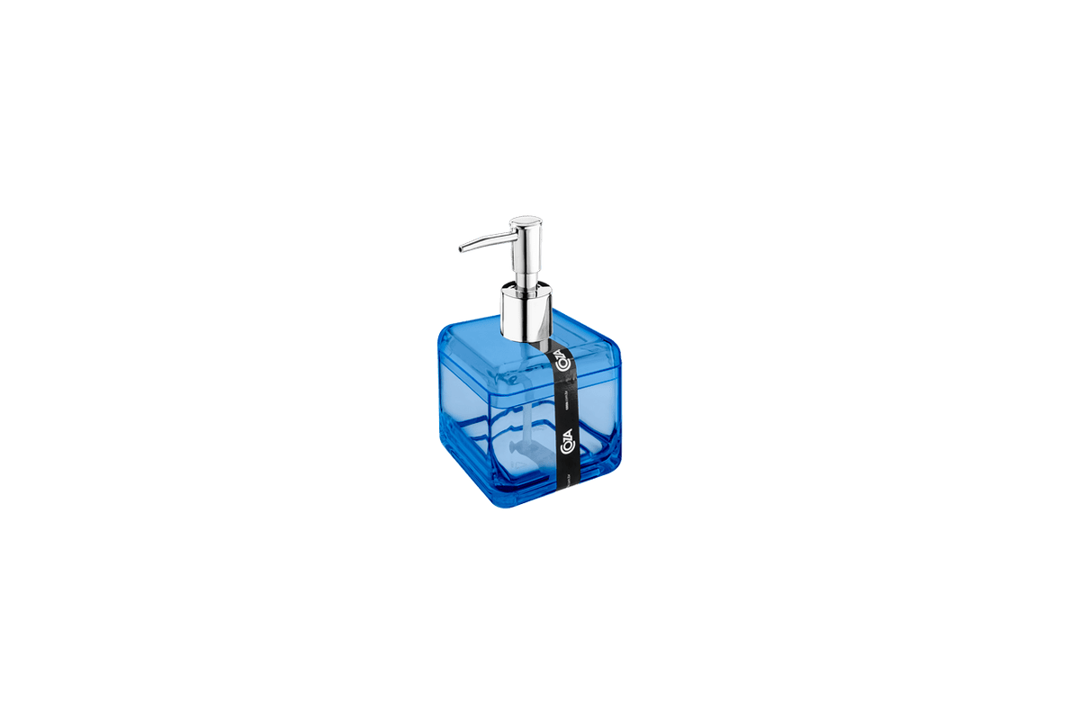 Porta-Sabonete Líquido - Cube 8,5 X 8,5 X 15 Cm 330 Ml Azul Coza