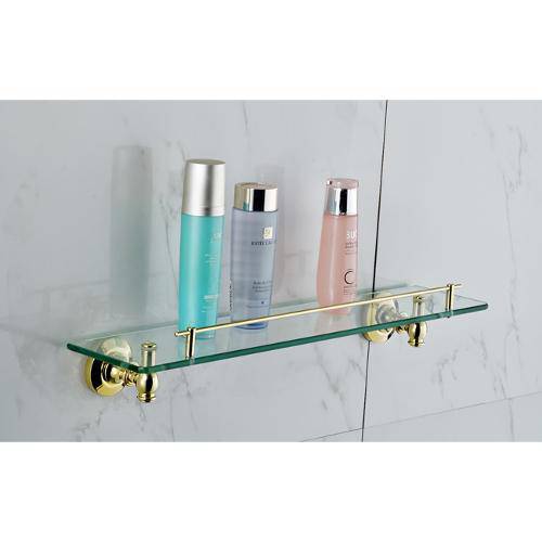 Porta Shampoo em Metal Dourado com Base de Vidro - Acabamento Redondo - Lms-Ab7310g