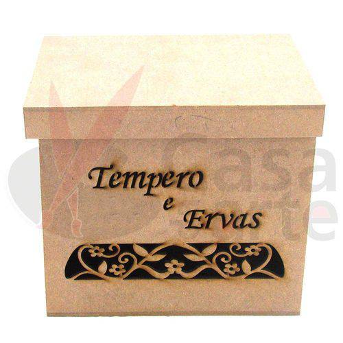 Porta Tempero Vazado Arabescos e Flor de Mdf Madeira Crua - Tamanho: 19 X 13 X 16 Cm