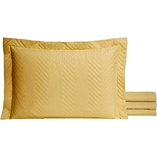 Porta Travesseiro Gold Matelado com Debrun Avelã - Casaborda Enxovais