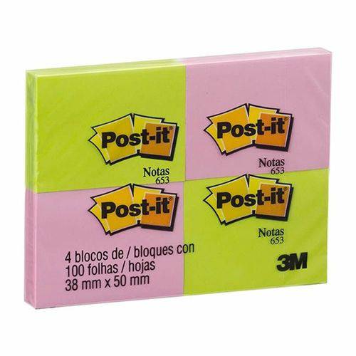 Post-it 653 38mm X 50mm 100 Folhas Neon Rosa/verde 3m 01521