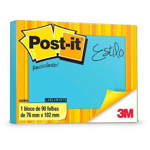 Post-it 3m 657 76mm X 102m Azul Neon 90 Folhas 20436