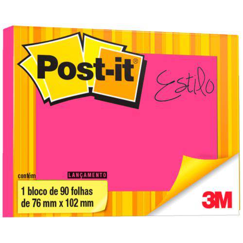 Post-it 3m 657 76mm X 102mm Neon Rosa 90 Fls 01519