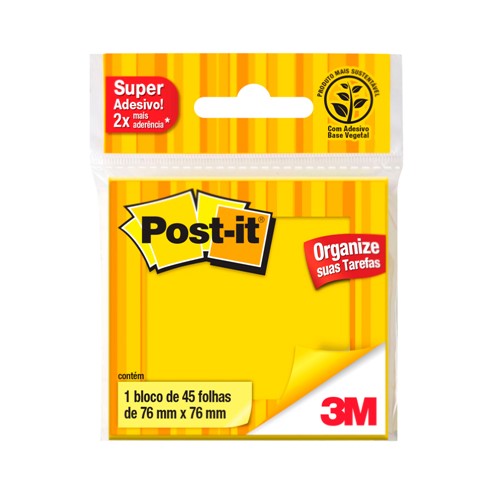 Post-It 3M Bloco Adesivo Amarelo Neon 76mm X 76mm com 45 Folhas
