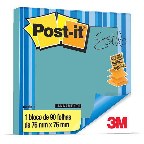 Post-it Refil Pop-up 76 X 76 Mm Estilo Azul Aqua com 90 Folhas 3m