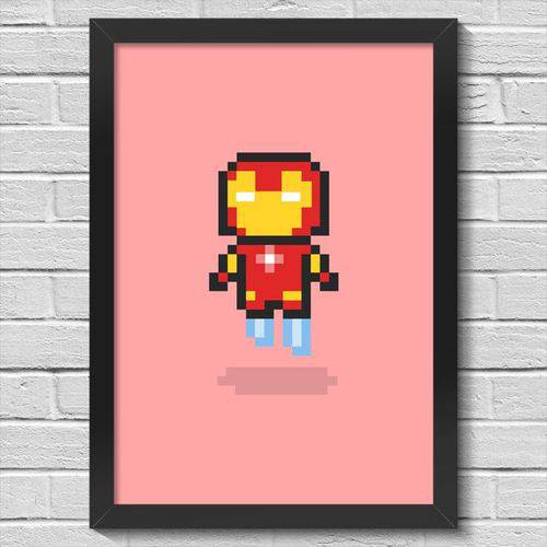 Poster A3 com Moldura Iron Pixel Man