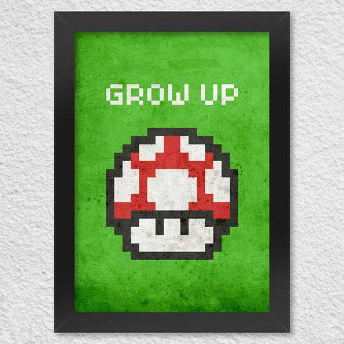 Poster com Moldura Cogumelo Pixel Grow Up