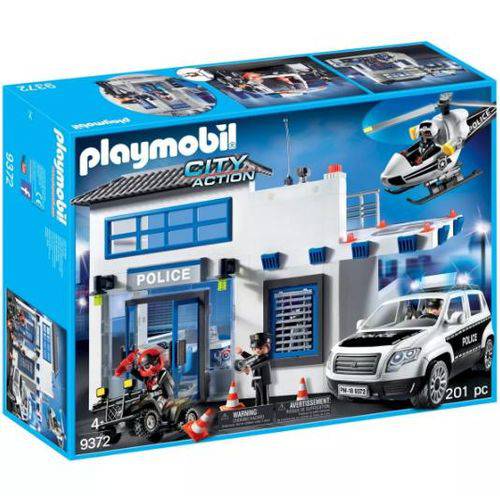 Posto Policial Helicóptero e Carro de Polícia Playmobil 9372
