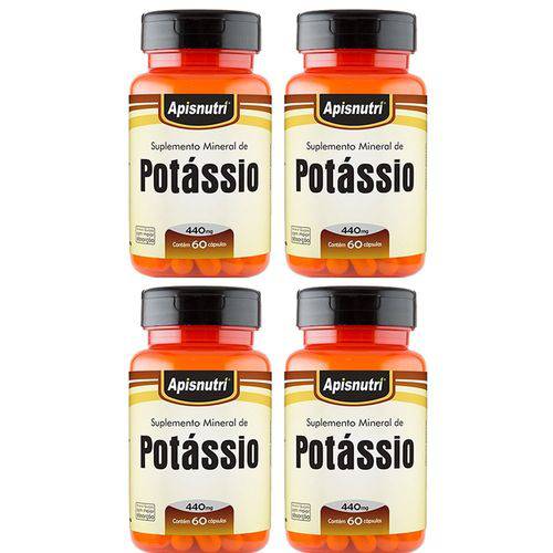 Potássio - 4 Un de 60 Cápsulas - Apisnutri