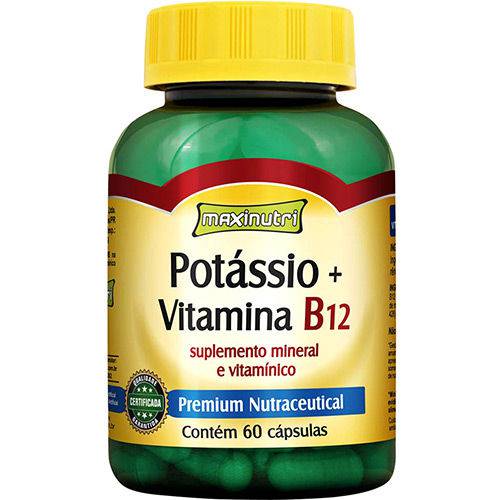 Potássio + Vitamina B12 - 60 Cápsulas - Maxinutri