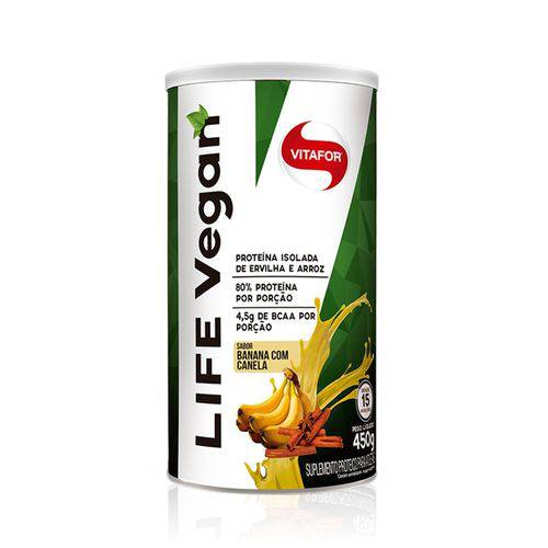 Pote Life Vegan 450g Proteina Isolada Banana com Canela - Vitafor