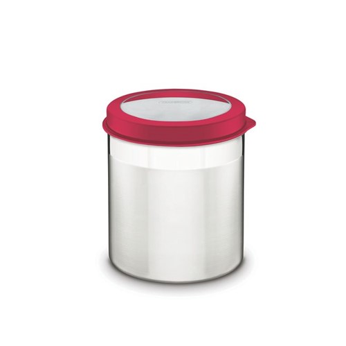 Pote Tramontina Cucina em Aço Inox com Tampa Plástica Vermelha e Visor 12 Cm 1,5 L Vermelho