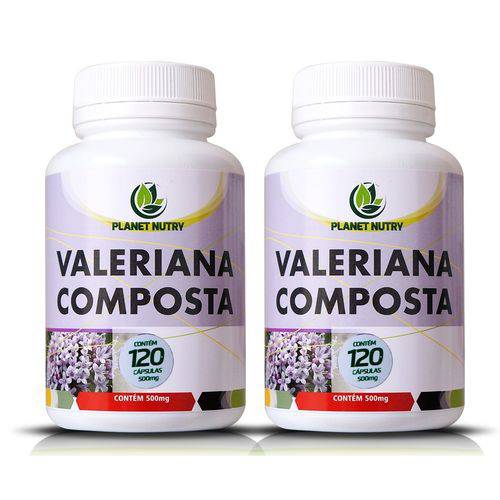 2 Potes Valeriana Composta - Maracujá Passiflora Erva Cidreira 120 Cápsulas 500mg Planet Nutry