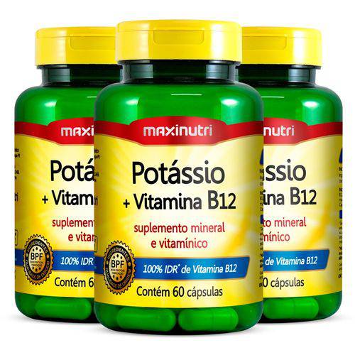 Potï¿½ssio + Vitamina B12 - 3x 60 Cápsulas - Maxinutri