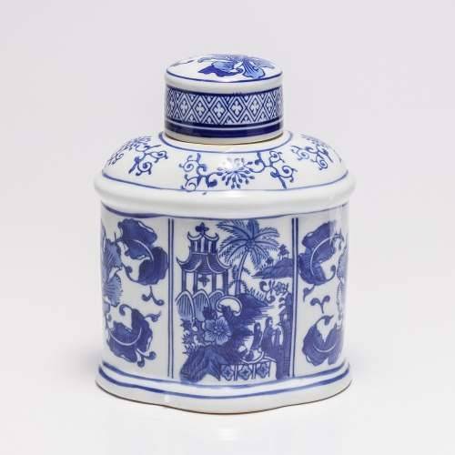 Potiche com Tampa, Vaso Cerâmica Azul - 30072 - Prestige
