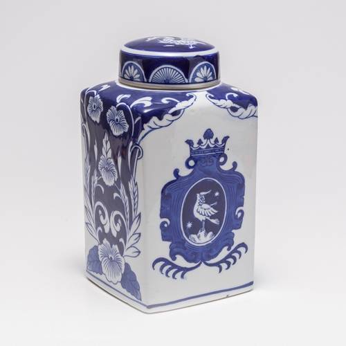Potiche com Tampa, Vaso Cerâmica Azul - 30078 - Prestige