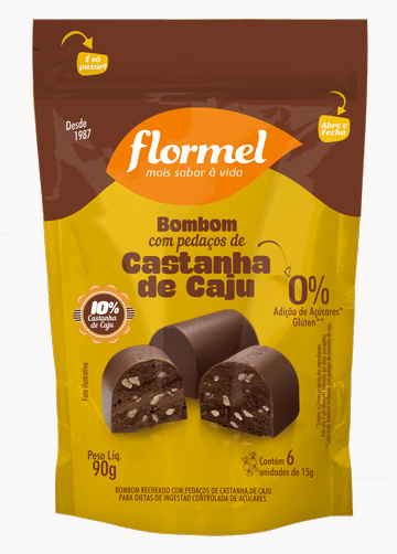 Pouch Bombom com Pedaços Castanha de Caju 75g - Flormel