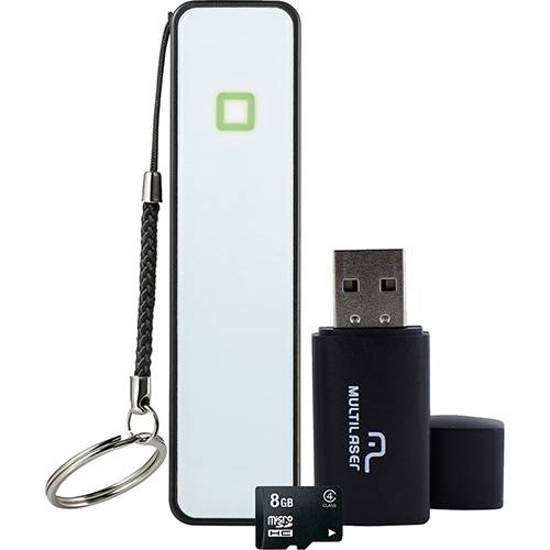 Power Bank + Pen Drive + Cartão de Memória 8GB - Multilaser