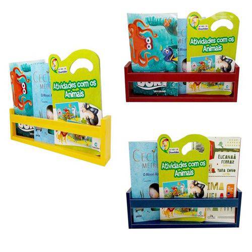Prateleiras para Livros Coloridas Nicho Infantil Kit com 03 Unidades