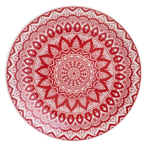Prato de Cerâmica para Sobremesa Mandala Vermelha 8396 Lyor