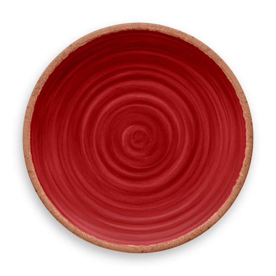 Prato de Jantar Rústico Redondo em Melamina 27 Cm Vermelho