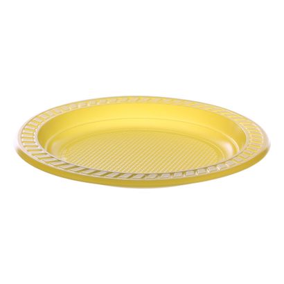 Prato de Plástico Descartável Amarelo Ø 15cm Raso com 10 Unidades Copobras