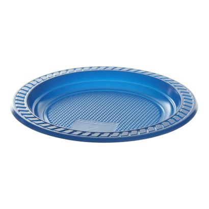 Prato de Plástico Descartável Azul Ø 15cm Raso com 10 Unidades Copobras