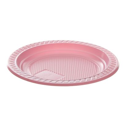 Prato de Plástico Descartável Ø 15cm Raso Pacote com 10 Unidades Rosa Copobras