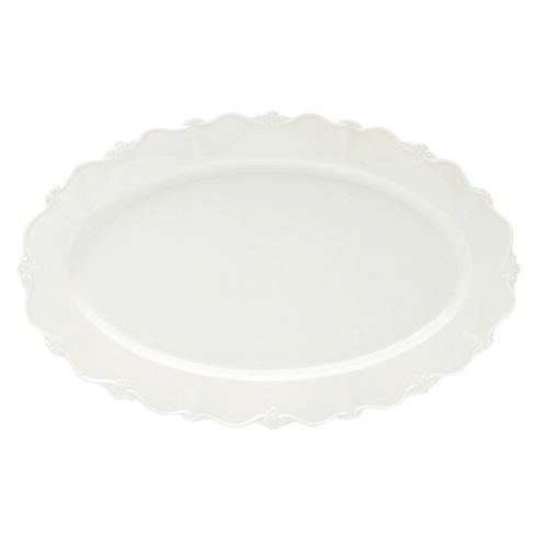 Prato de Porcelana Oval Branco Fancy 34,6x26,2cm