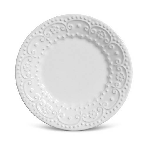 Prato de Sobremesa Esparta Porto Brasil Cerâmica Branco Ø 20,5cm