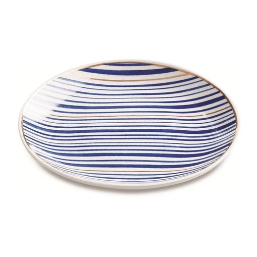 Prato Decorativo de Cerâmica Azul Stripes 10611 Mart