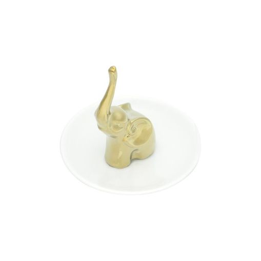 Prato Decorativo de Cerâmica Elefante Dourado 4155 Lyor